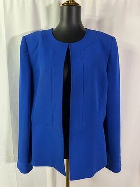Preston & York Blue Long Sleeve Collarless Suit Jacket